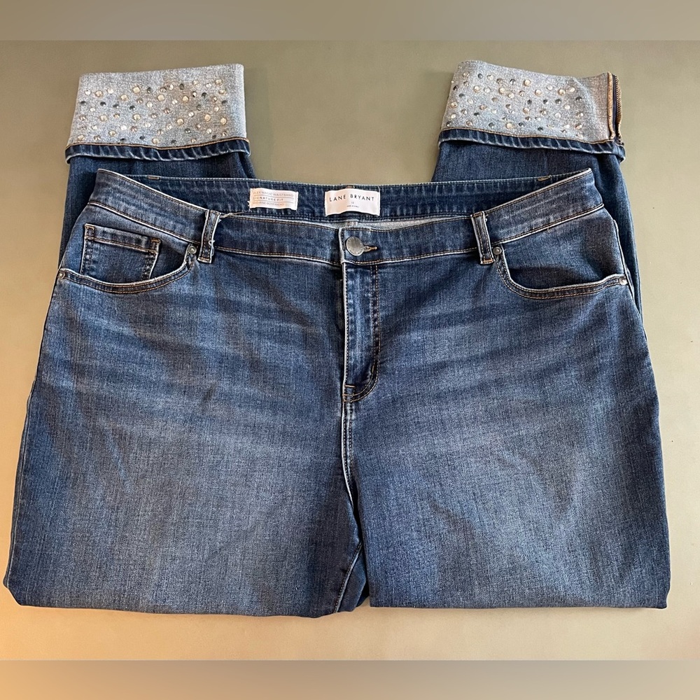 Lane Bryant Blue Boyfriend Jeans with Silver Accents